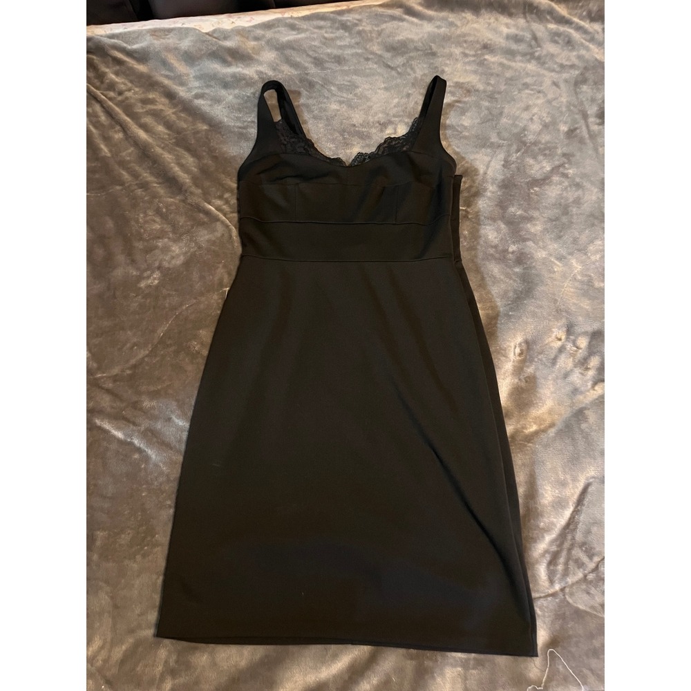 Express Black Lace Trim Sweetheart Sheath Dress Sleeveless Knee Length Small